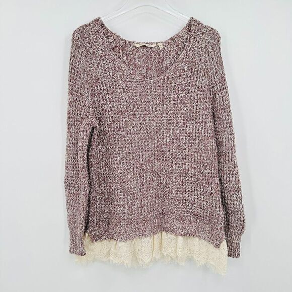 Soft Surroundings Size XS Mauve Marled Soft Spoken Lace Trim Tunic Sweater Top - Picture 1 of 7